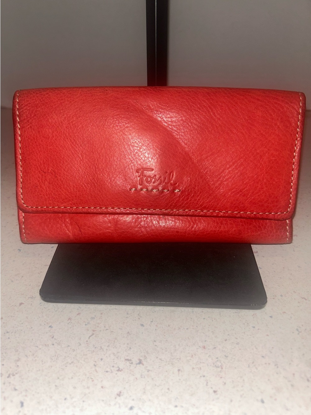 Fossil Red Leather Foldover Wallet